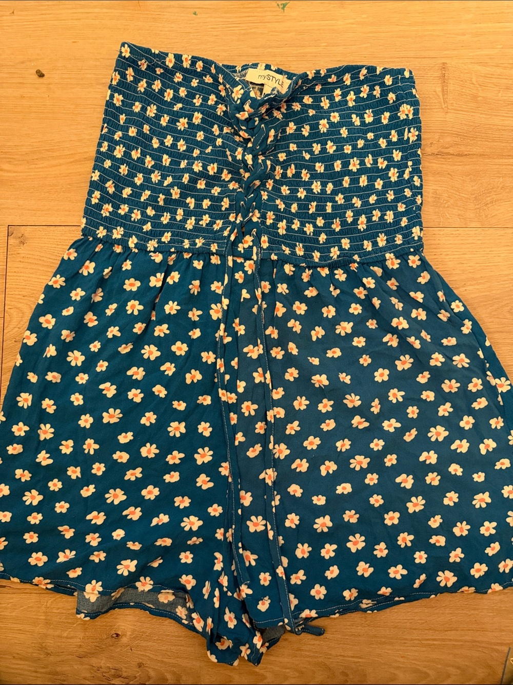 Smocked Floral Teal Women’s Shorts Romper